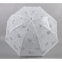 White Love Small Fresh Ladies Transparent Umbrella